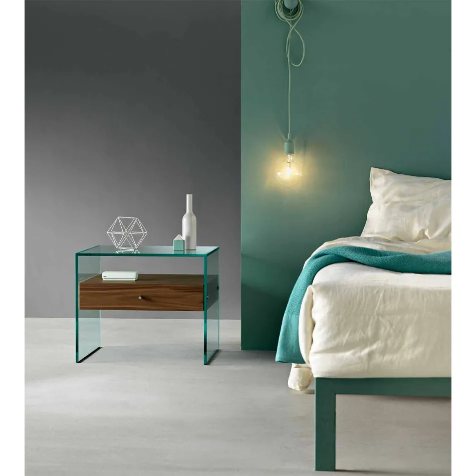 Table de chevet design moderne en verre extra-clair Made in Italy - Secret Viadurini