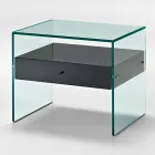 Table de chevet design moderne en verre extra-clair Made in Italy - Secret Viadurini