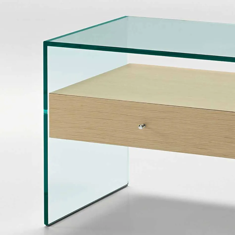 Table de chevet design moderne en verre extra-clair Made in Italy - Secret Viadurini