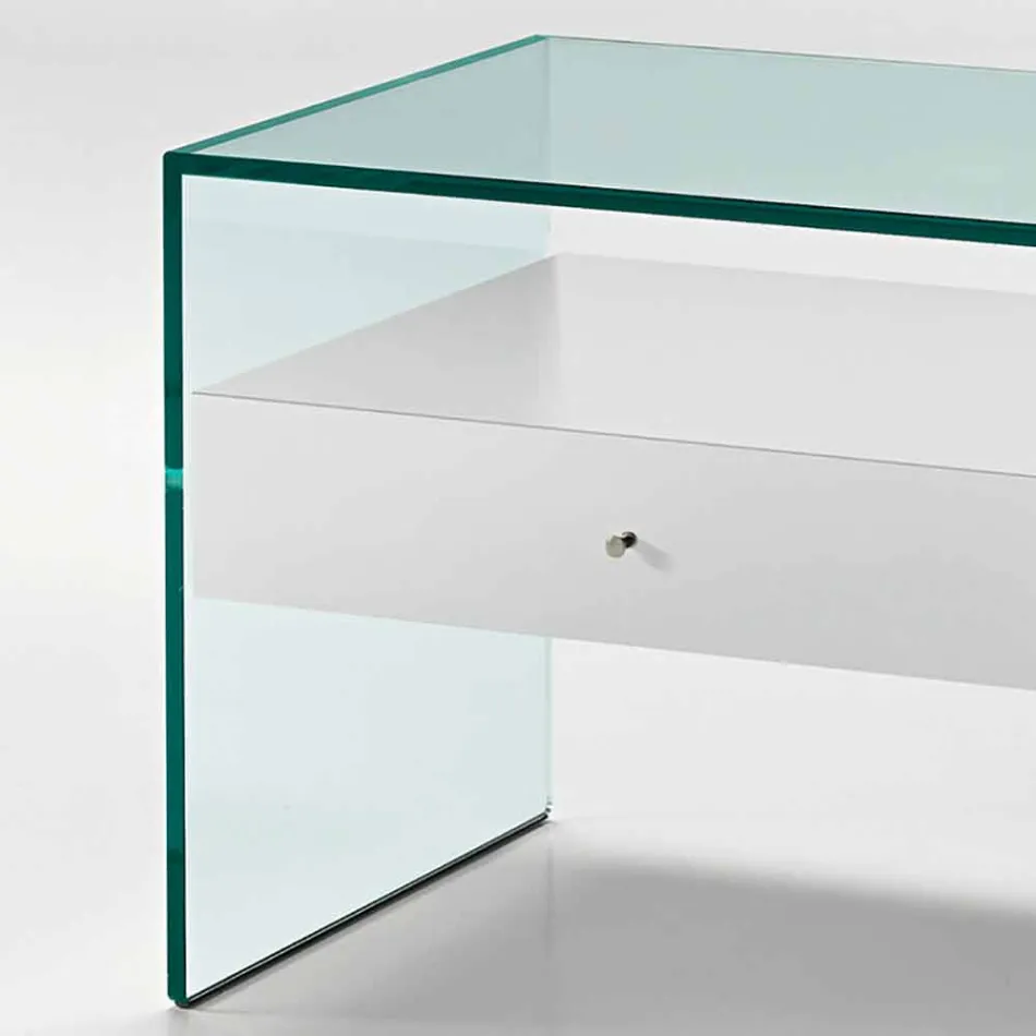 Table de chevet design moderne en verre extra-clair Made in Italy - Secret Viadurini
