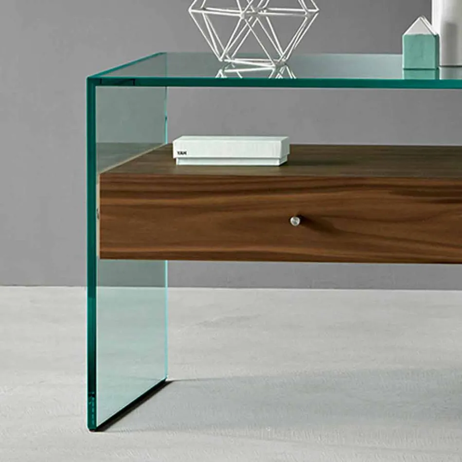 Table de chevet design moderne en verre extra-clair Made in Italy - Secret Viadurini