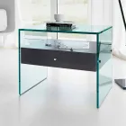 Table de chevet design moderne en verre extra-clair Made in Italy - Secret Viadurini
