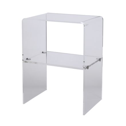 Table de chevet en cristal acrylique transparent avec étagère design - Minervo Viadurini