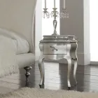 Table de chevet en bois massif finition feuille d'argent Made in Italy - Bruges Viadurini