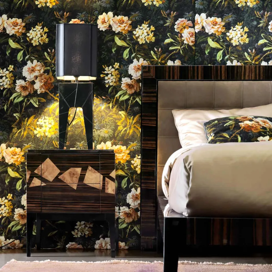 Table de chevet en noyer et ébène Grilli Zarafa made in Italy Viadurini