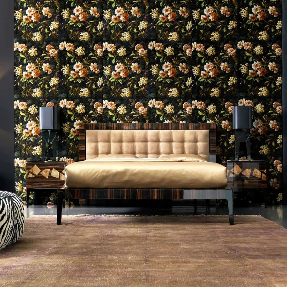 Table de chevet en noyer et ébène Grilli Zarafa made in Italy Viadurini