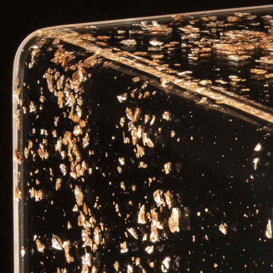 Table de Chevet Lumineuse en Cristal Acrylique et Feuille Or, Argent ou Cuivre - Gnassi Viadurini