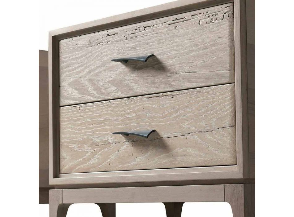 Table de chevet moderne 2 tiroirs en chêne antique, L 60 x P 42 cm, Margo Viadurini