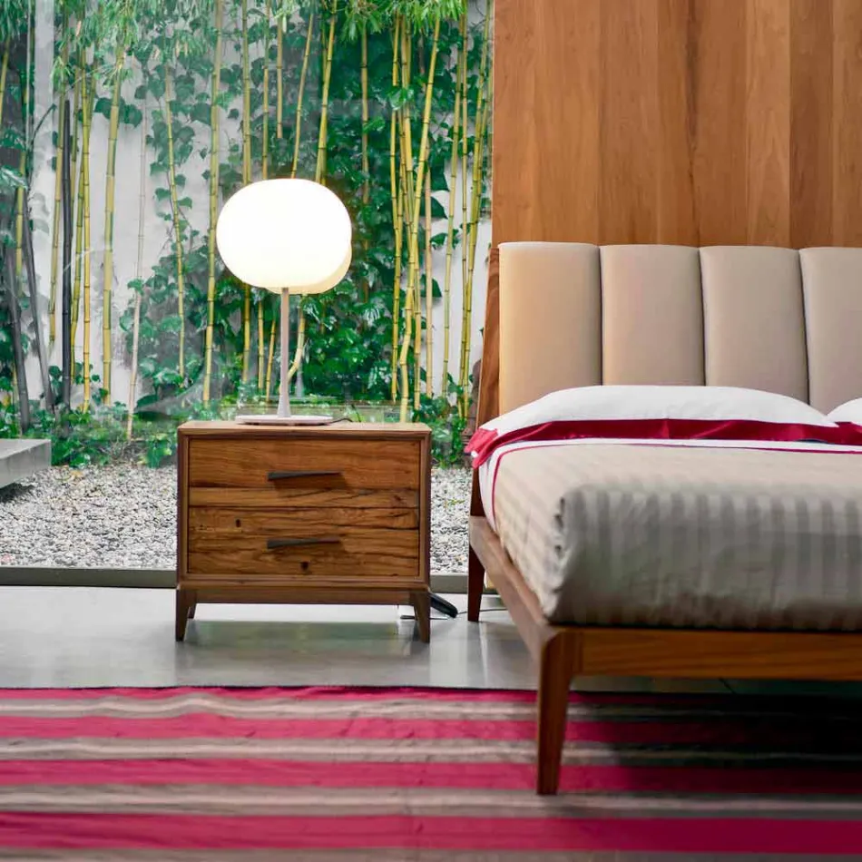 Table de chevet moderne 2 tiroirs en chêne antique, L 60 x P 42 cm, Margo Viadurini