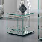 Table de Chevet en Verre Extra-clair 2 Dimensions Made in Italy - Linzy Viadurini