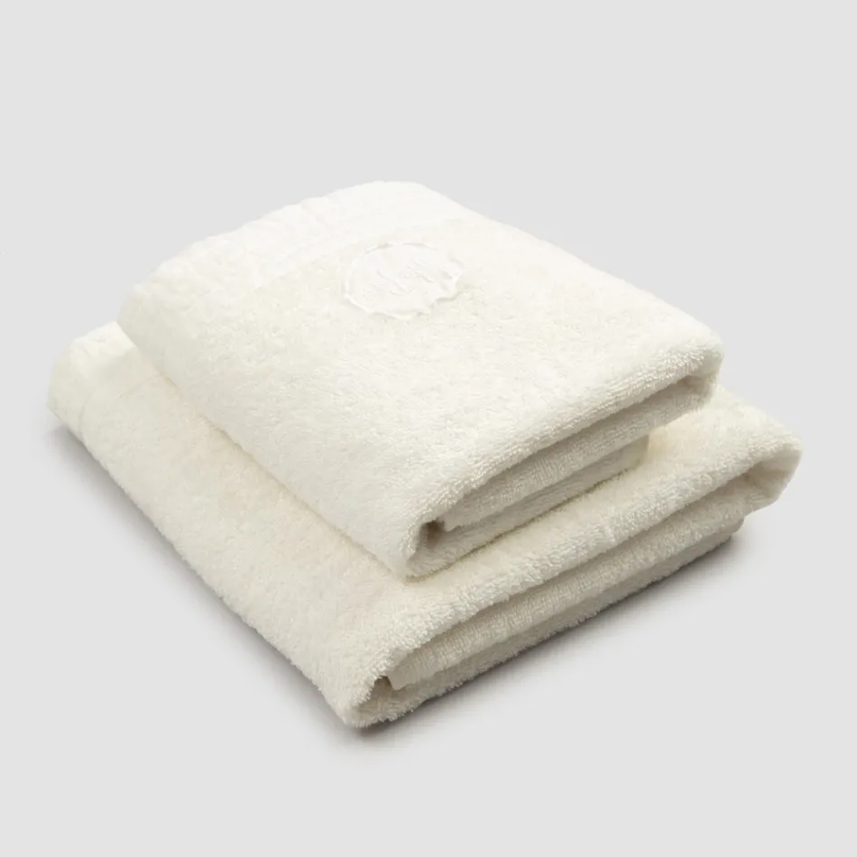 Ensemble complet serviette de visage et serviette invité en mélange éponge et lin - Kilim Viadurini