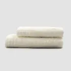 Ensemble complet serviette de visage et serviette invité en mélange éponge et lin - Kilim Viadurini