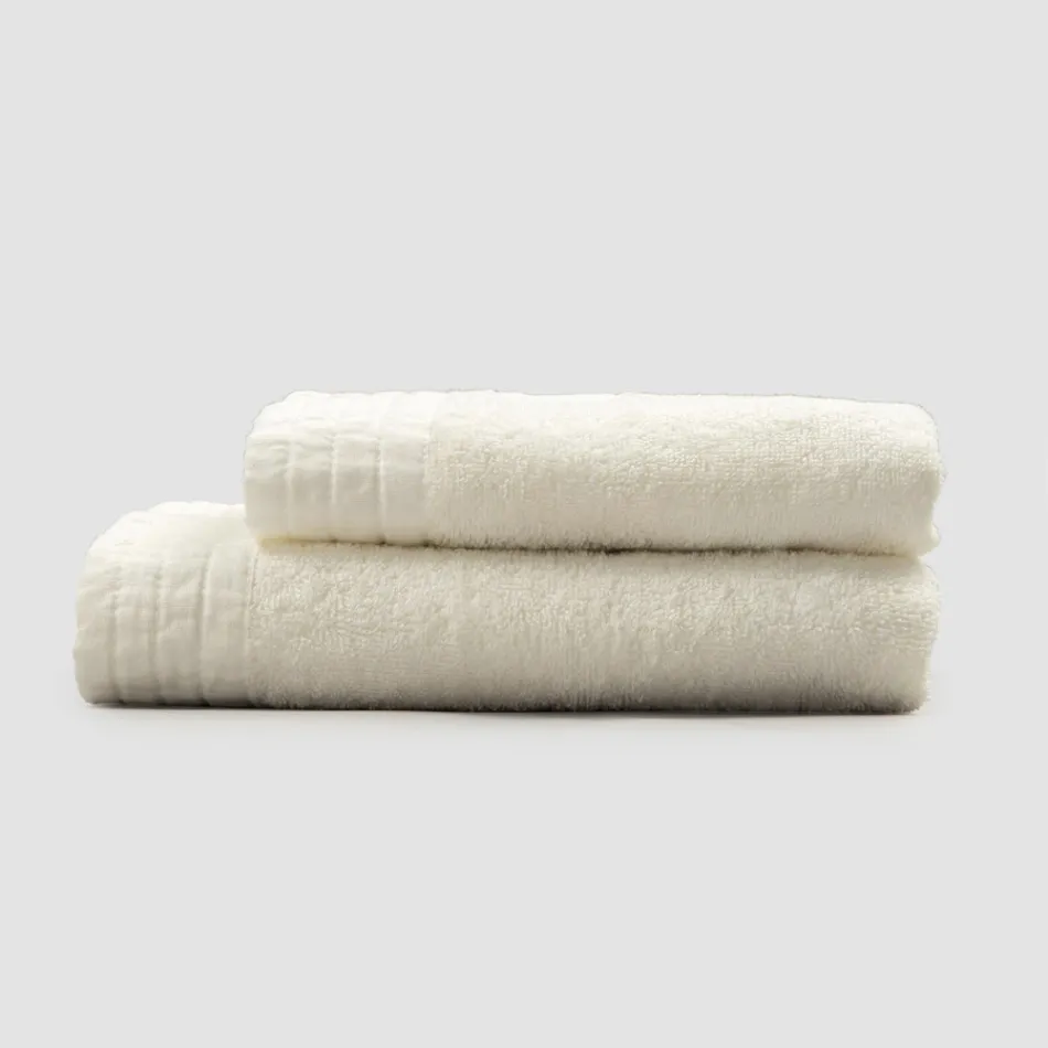 Ensemble complet serviette de visage et serviette invité en mélange éponge et lin - Kilim Viadurini