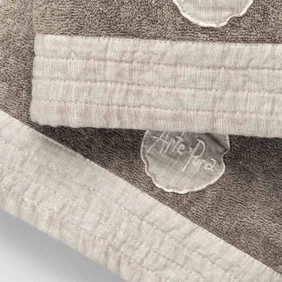 Ensemble complet serviette de visage et serviette invité en mélange éponge et lin - Kilim Viadurini