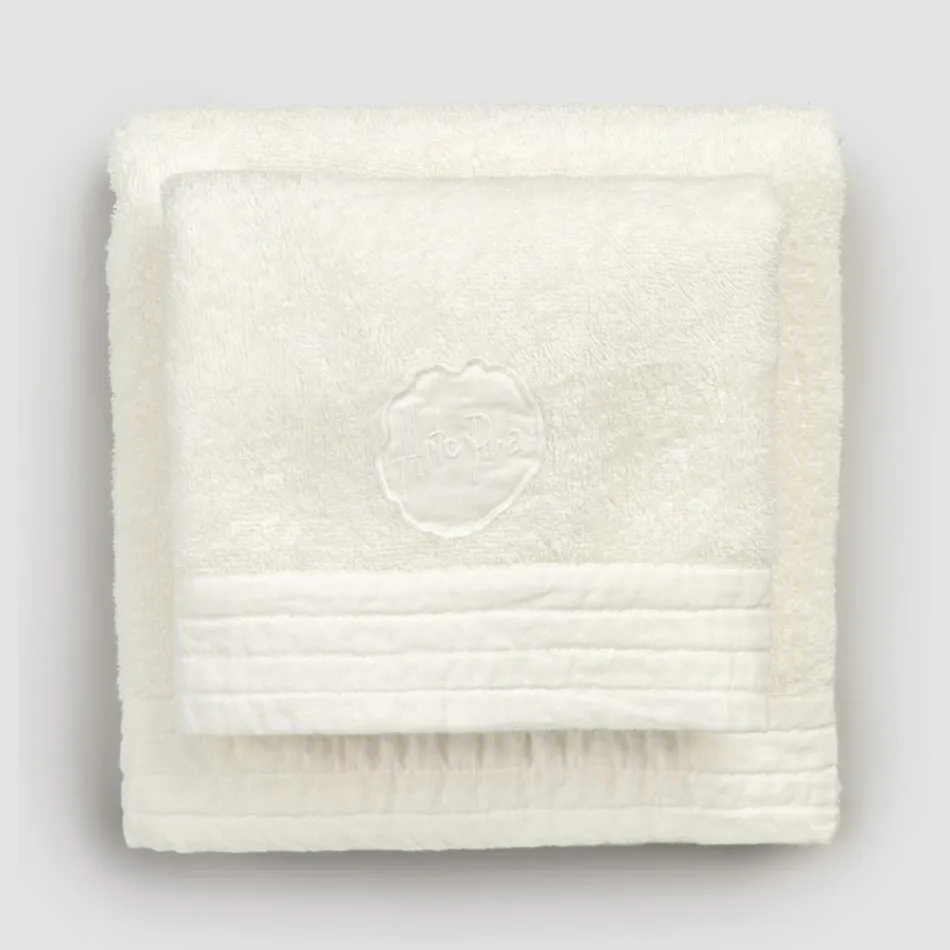 Ensemble complet serviette de visage et serviette invité en mélange éponge et lin - Kilim Viadurini