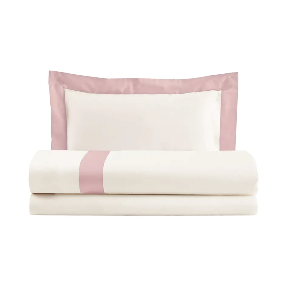 Housse de couette complète simple et demi en 100% coton et 10% satin de coton - Détail Viadurini