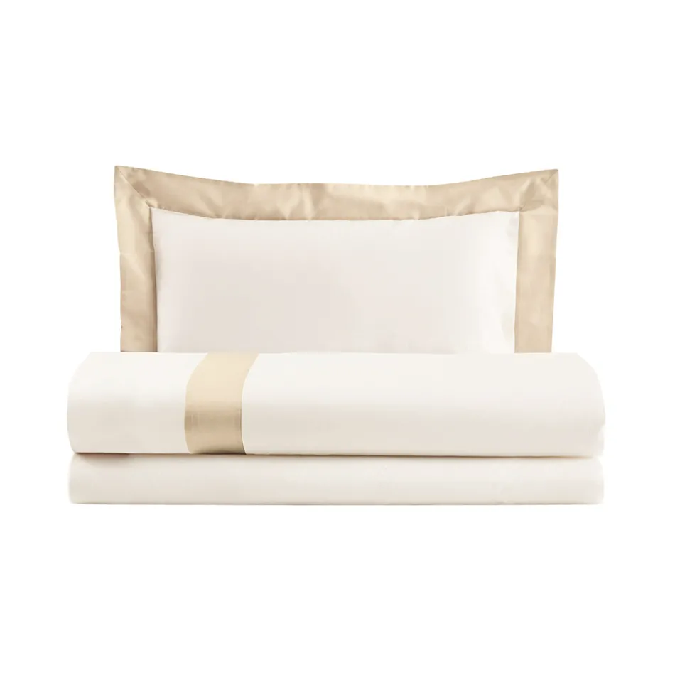 Housse de couette complète simple et demi en 100% coton et 10% satin de coton - Détail Viadurini