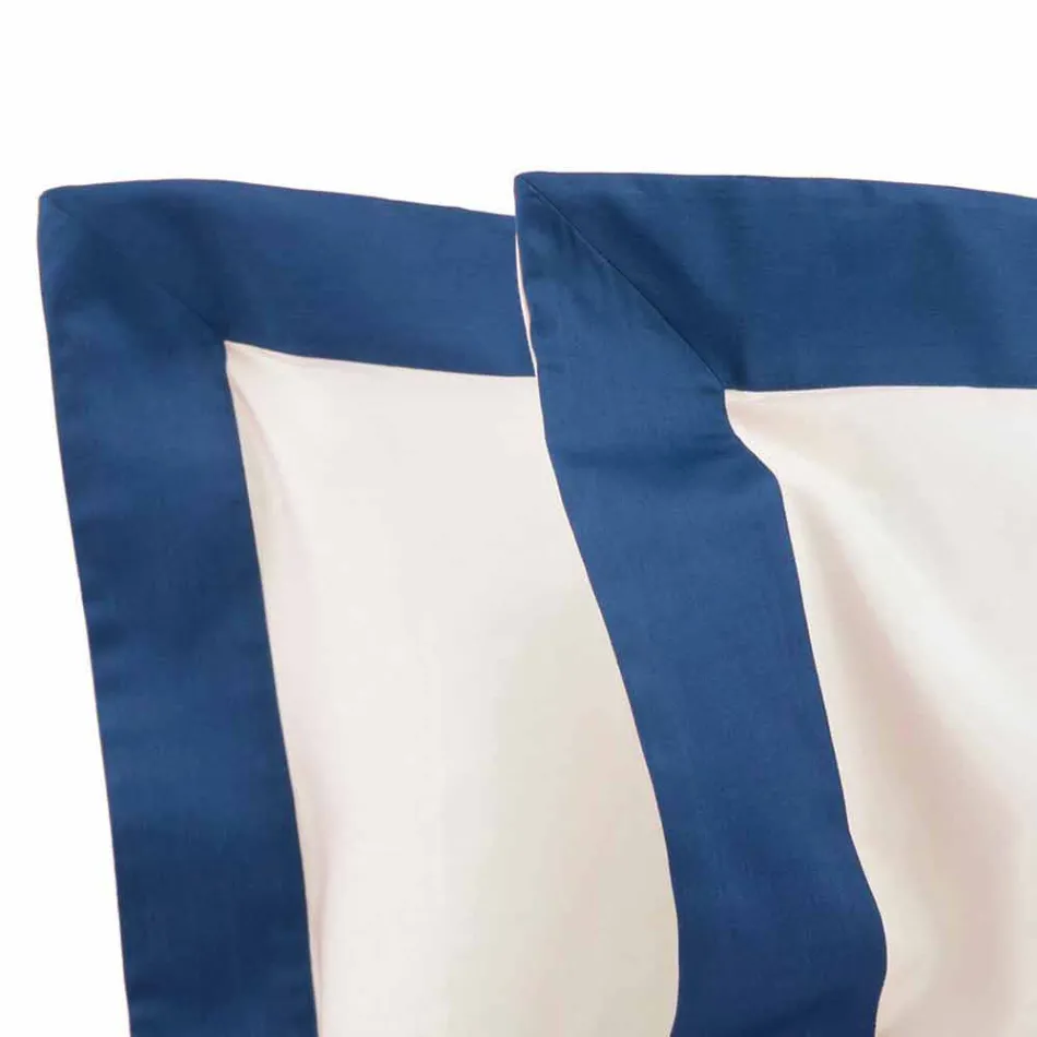 Ensemble de draps en satin pour lit double à bords colorés - Jacinthe Viadurini