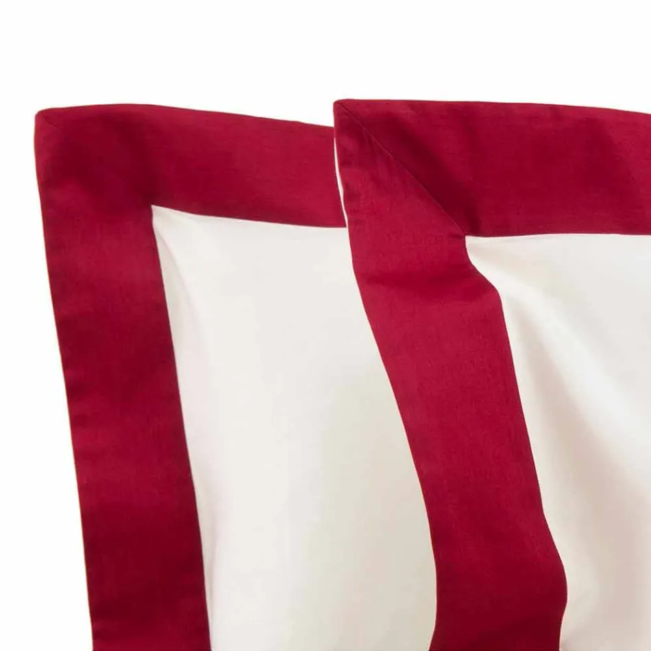 Ensemble de draps en satin pour lit double à bords colorés - Jacinthe Viadurini