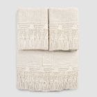 Ensemble de draps en lin clair pour lit double avec pompons en dentelle - Filippus Viadurini