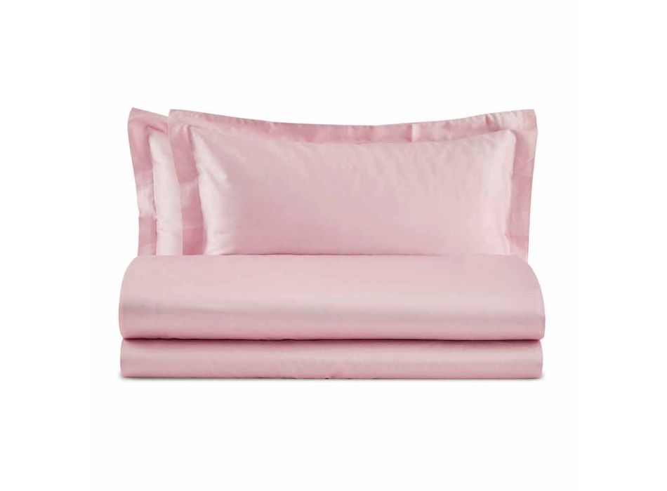 Parure de lit double élégante en satin de coton coloré - Violet Viadurini