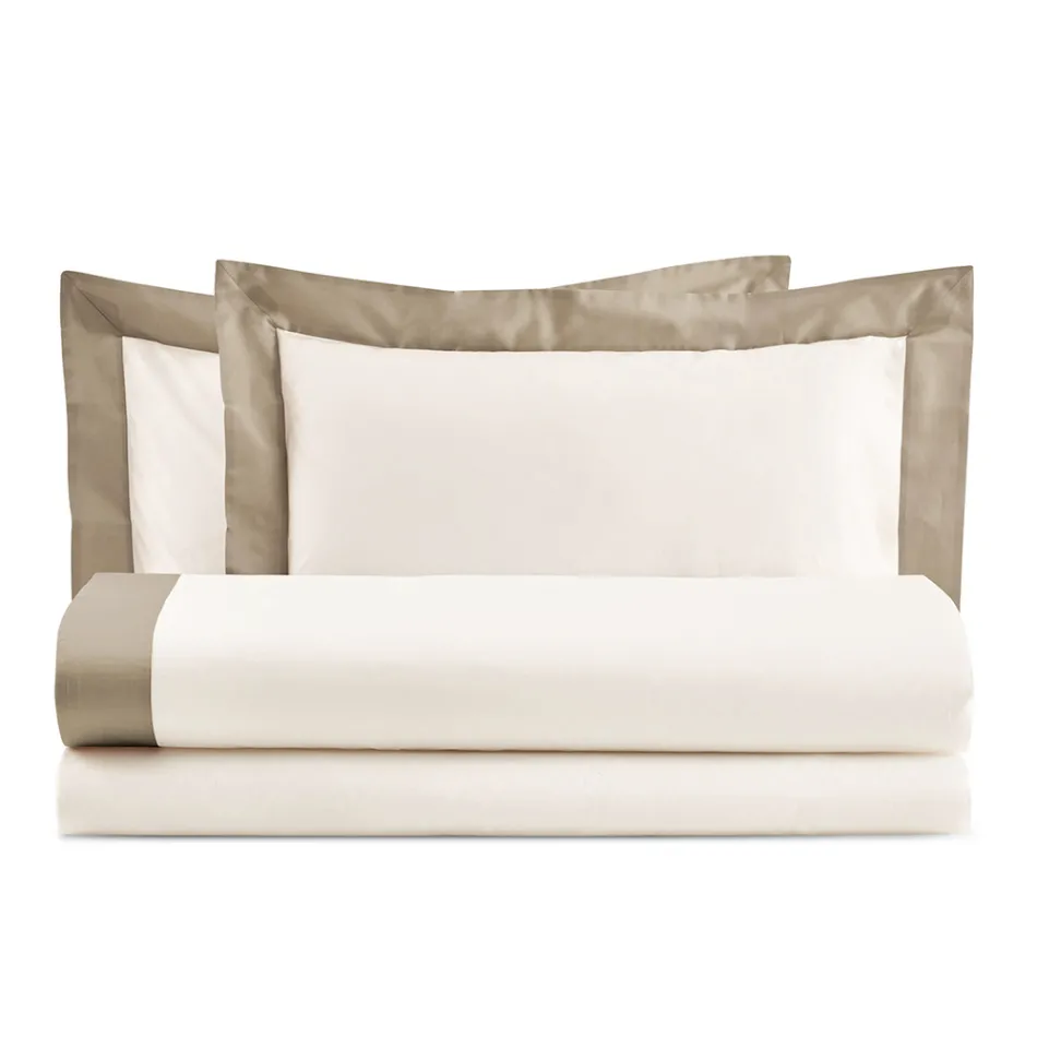 Lit Double Complet en 100% Coton et 10% Satin de Coton - Détail Viadurini