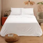 Lit Double Complet en Pur Coton Teint et Nuancé - Délicatesse Viadurini