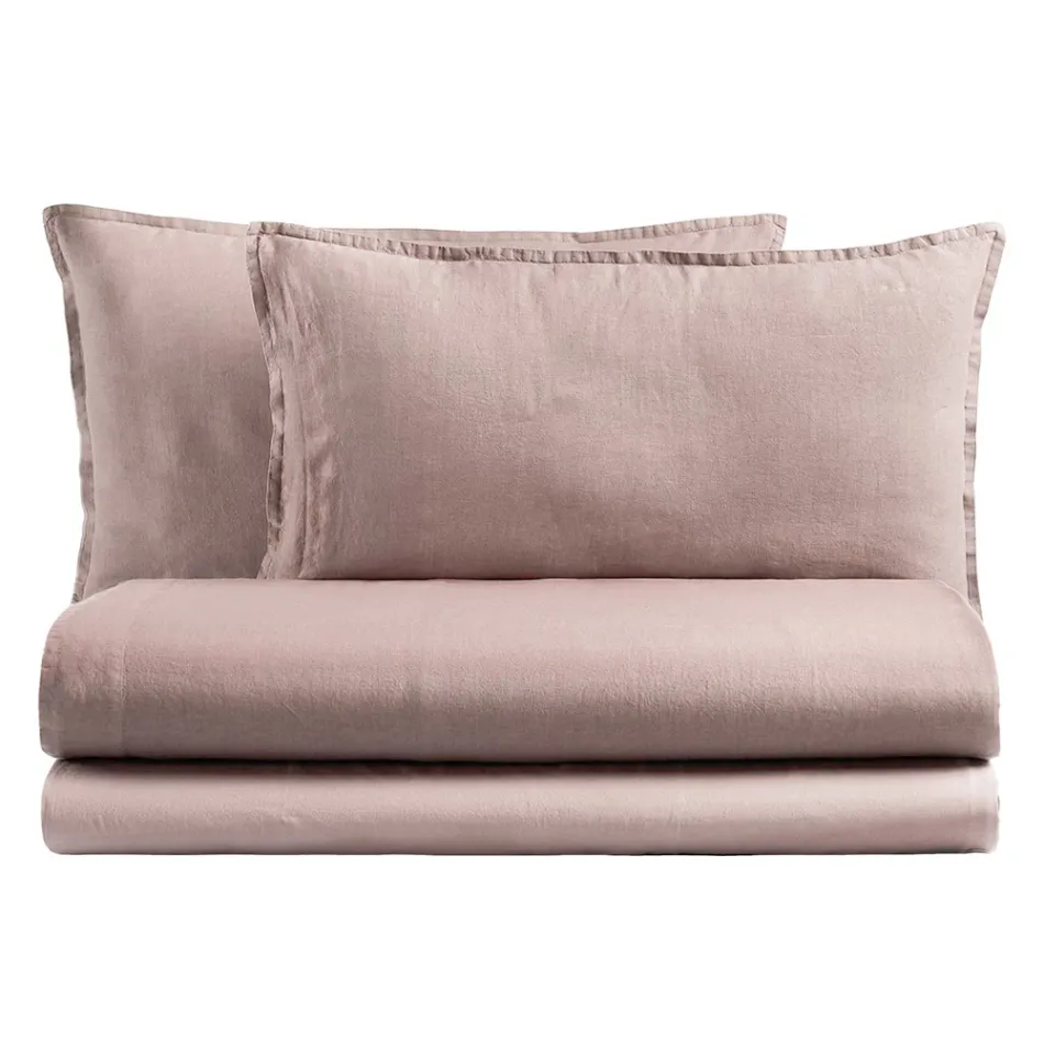 Lit Double Complet en Pur Coton Teint et Nuancé - Délicatesse Viadurini