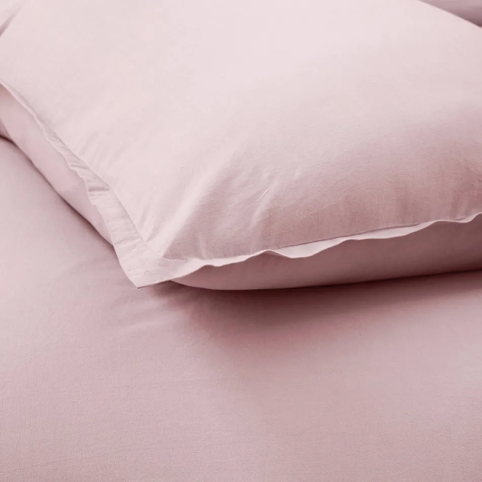 Lit Double Complet en Pur Coton Teint et Nuancé - Délicatesse Viadurini