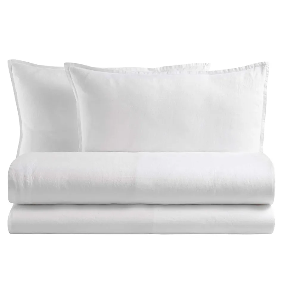 Lit Double Complet en Pur Coton Teint et Nuancé - Délicatesse Viadurini