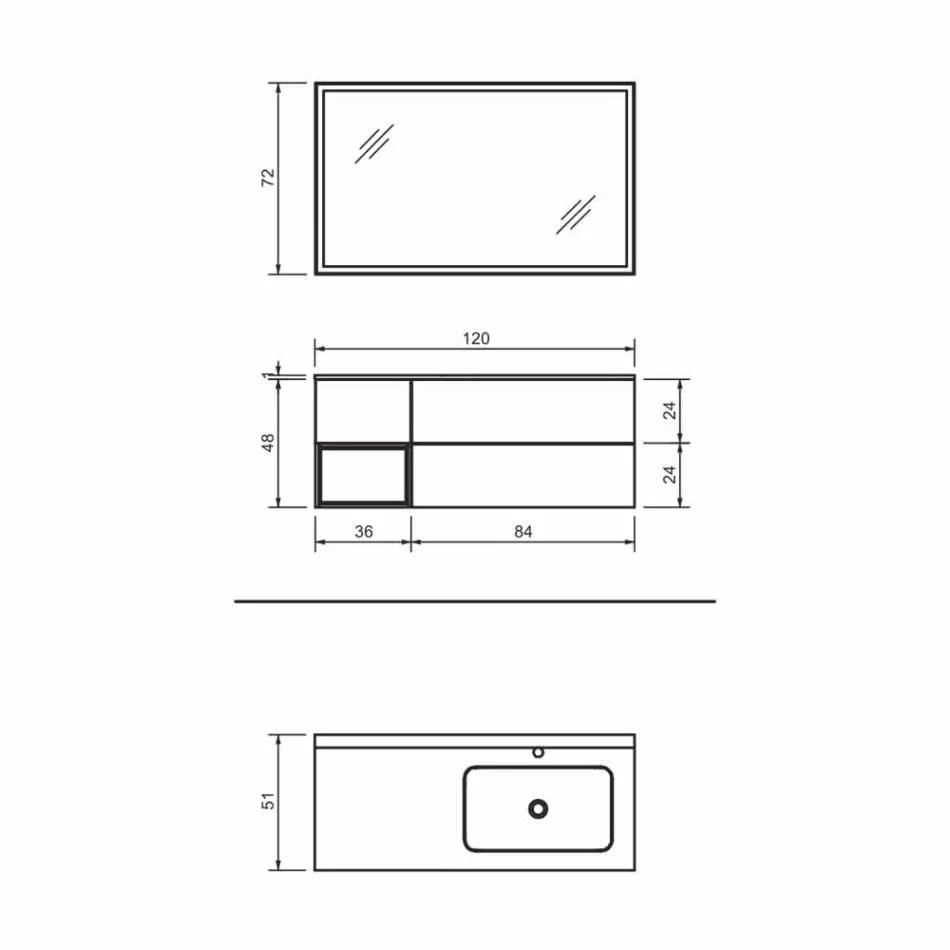 Composition 2 Meubles de Salle de Bain Suspendus en Mdf Laqué Platine, Luxe - Renga Viadurini