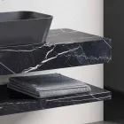 Composition 3 Meubles de Salle de Bain en Gres et Lavabo en Vetrochina 3 Couleurs - Ramentina Viadurini