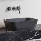 Composition 3 Meubles de Salle de Bain en Gres et Lavabo en Vetrochina 3 Couleurs - Ramentina Viadurini