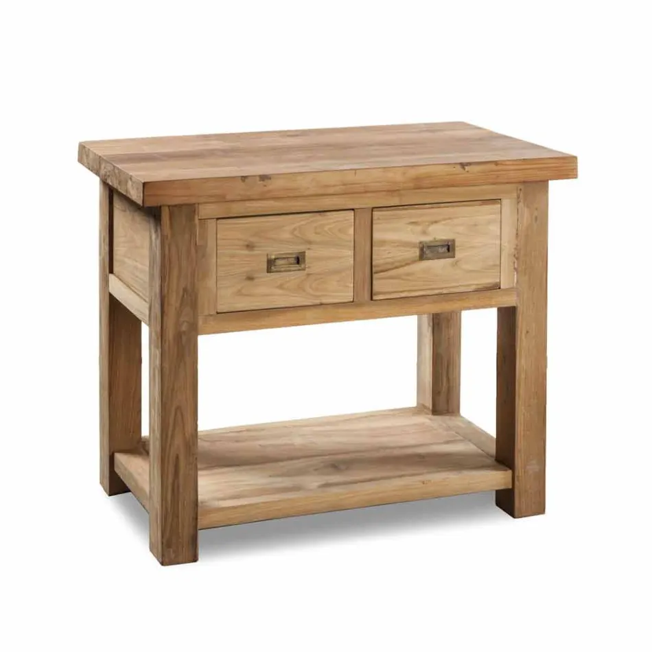 Composition 3 Meuble de Salle de Bain en Bois de Teck avec Vasque en Résine - Essence Viadurini