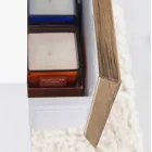 Composition 3 Meubles de Salle de Bain en Teck et Hi Macs® - Talc Viadurini