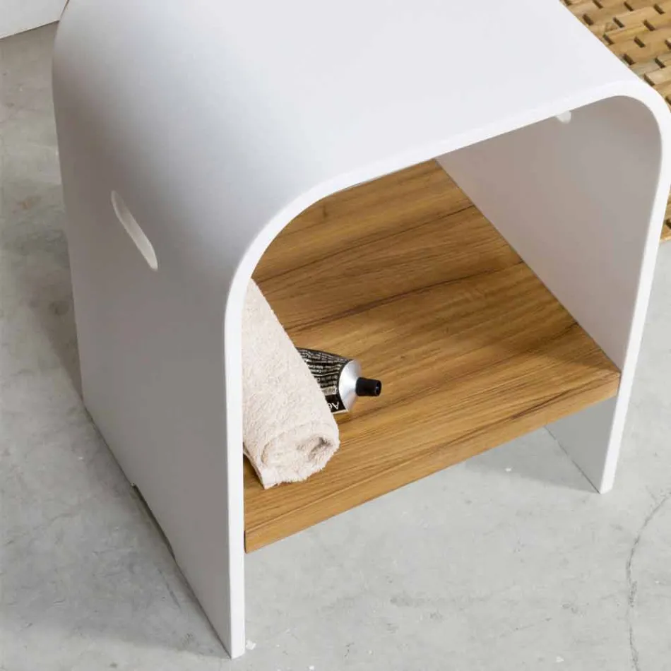 Composition 3 Meuble de Salle de Bain Suspendu avec Vasque en Résine Blanche - Dazzle Viadurini