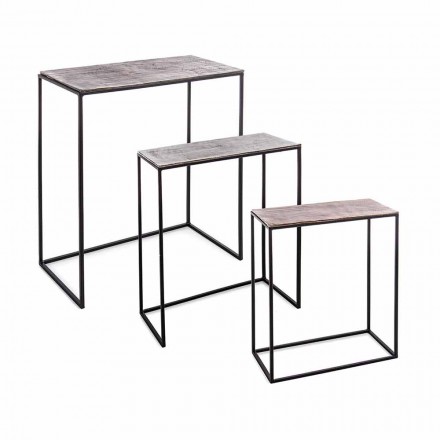 Composition 3 Tables Basses en Aluminium et Acier Homemotion - Salvio Viadurini