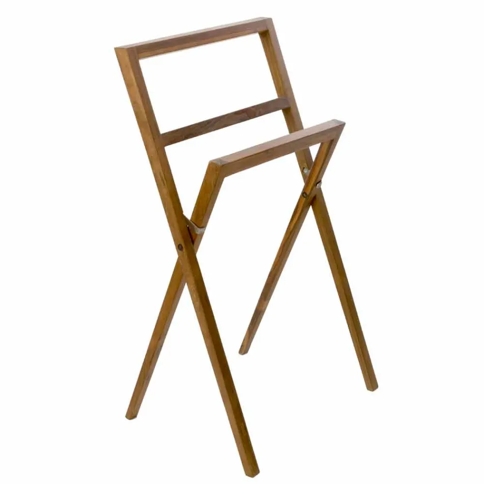 Composition 4 Meubles de Salle de Bain en Bois de Teck et Acier Chromé - Beatles Viadurini