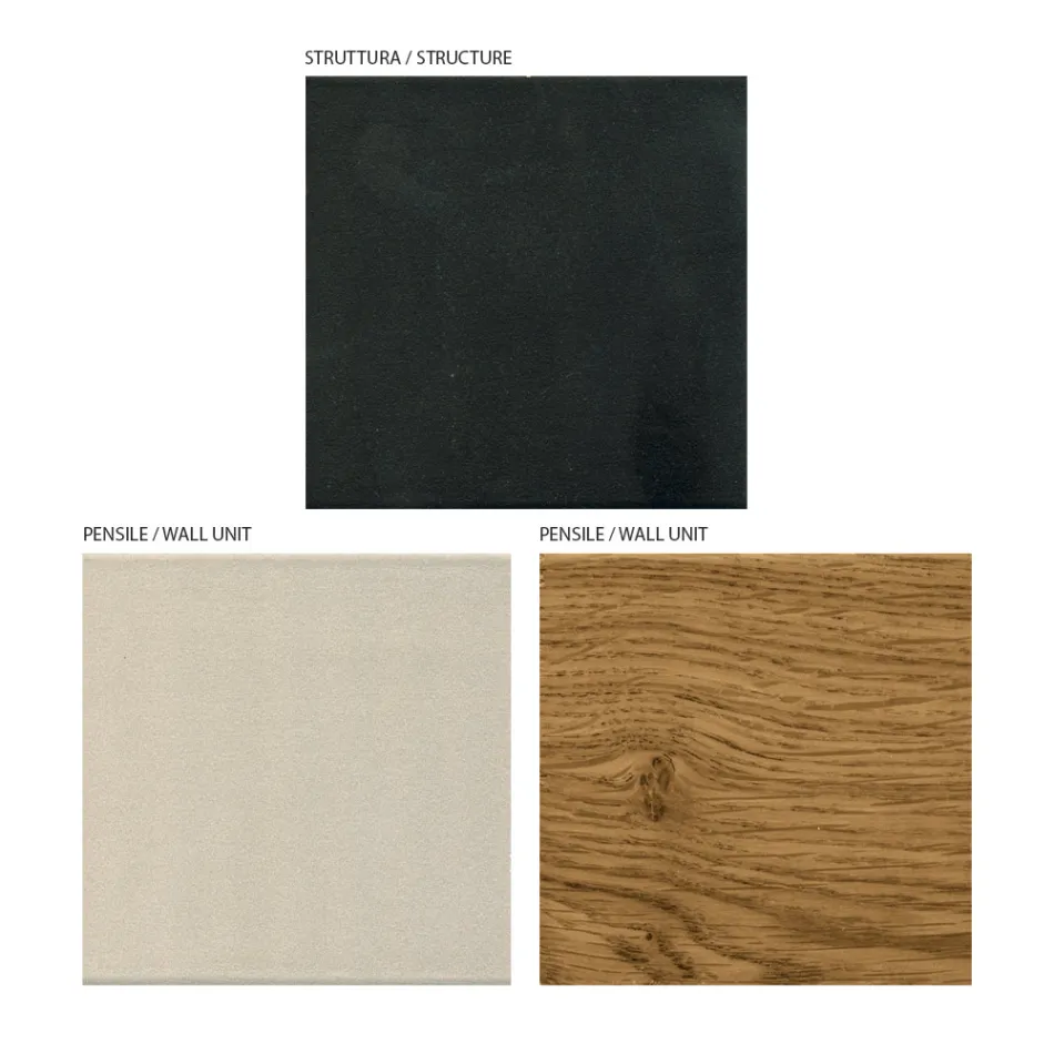 Composition murale en MDF et panneaux lattés plaqués chêne Made in Italy - Marit Viadurini