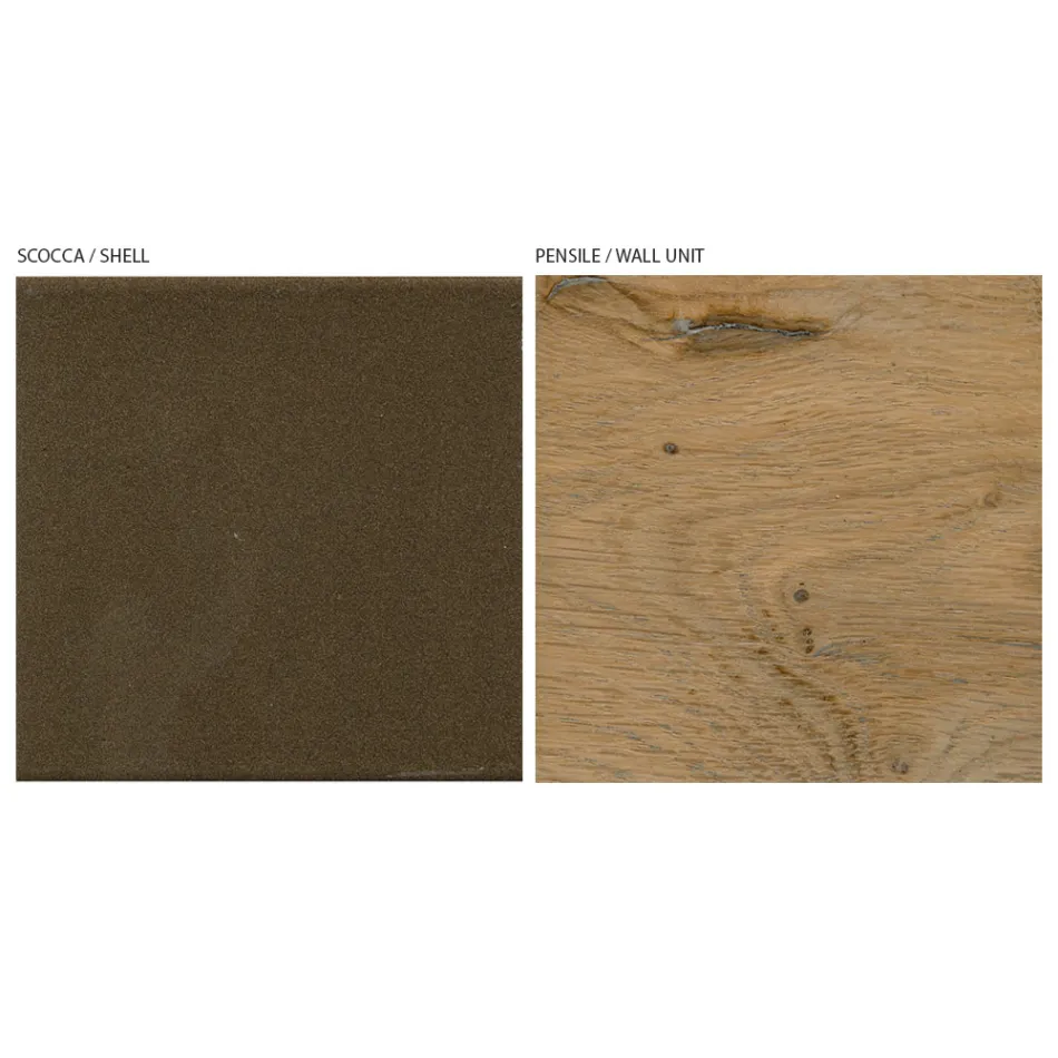 Composition murale moderne en finition chêne noué nordique et fer - Iselin Viadurini