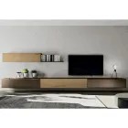 Composition murale moderne en finition chêne noué nordique et fer - Iselin Viadurini