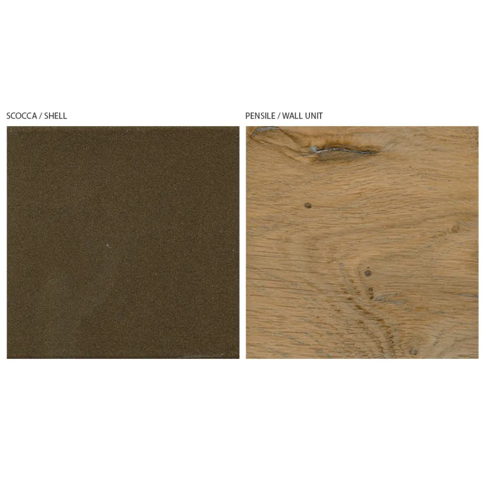 Composition murale moderne en finition chêne noué nordique et fer - Siri Viadurini