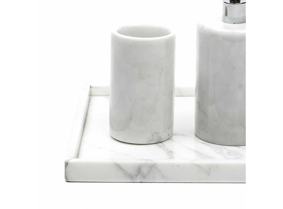 Accessoires de salle de bain en marbre blanc de Carrare Made in Italy - Tuono Viadurini