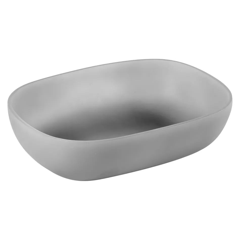 Composition meuble de salle de bain gris avec miroir et meuble de sol - Sylviane Viadurini