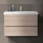 Composition de meubles de salle de bain suspendus en mélamine chêne - Becky Viadurini