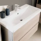 Composition de meubles de salle de bain suspendus en mélamine chêne - Becky Viadurini