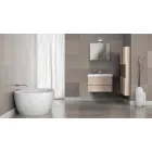 Composition de meubles de salle de bain suspendus en mélamine chêne - Becky Viadurini