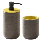 Composition meuble salle de bain jaune avec accessoires colorés - Sylviane Viadurini