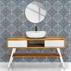 Composition de salle de bain blanche avec support au sol et accessoires design - Georges Viadurini