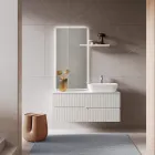 Composition de salle de bain blanche avec miroir et étagère Made in Italy - Ares Viadurini